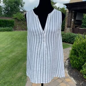Joie Striped Cotton Sleeveless Blouse – Size L